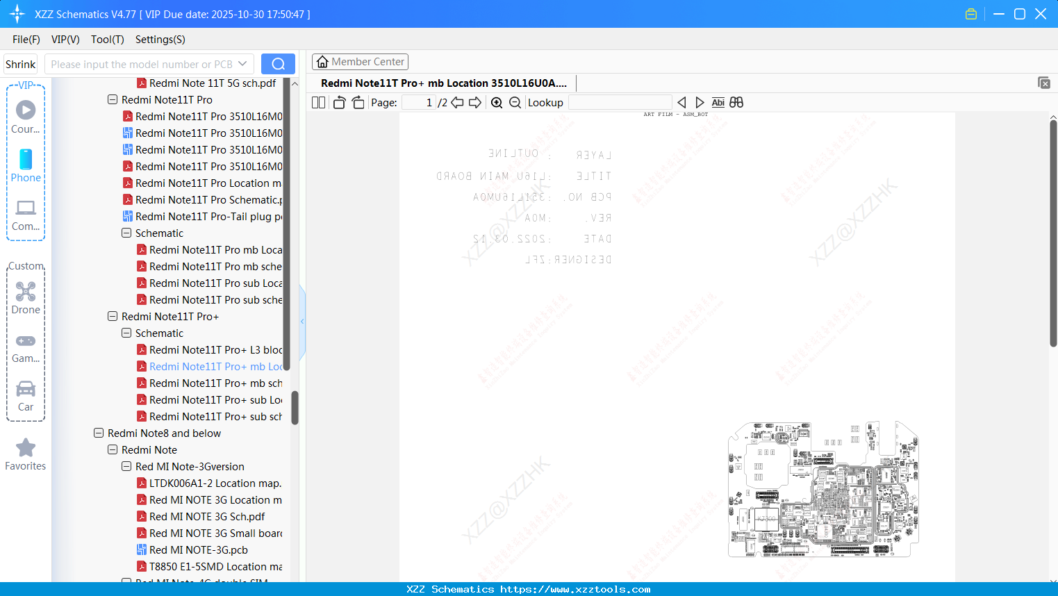 Xiaomi Redmi Note11T Pro+ Mb Location 3510L16U0A